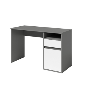 KONDELA PC asztal, sötétszürke-grafit/fehér, BILI