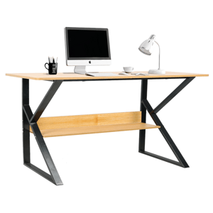 KONDELA Polcos íróasztal, bükkfa/fekete, TARCAL 140