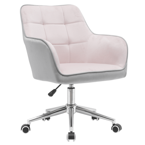 KONDELA Irodai szék, Velvet szövet rózsaszín/szürke, FELTON NEW