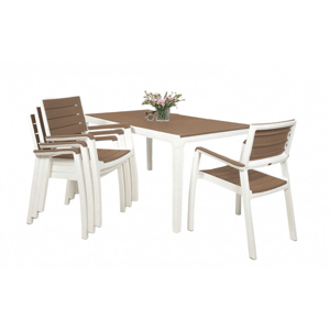 Keter Harmony kerti bútor szett, asztal + 4 szék, fehér / cappuccino