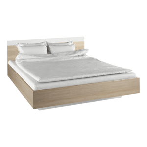 KONDELA Dupla ágy, tölgy sonoma/fehér, 160x200, GABRIELA