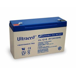 Ultracell ólom akku 6V 12Ah UL12-6 csatlakozó: F1