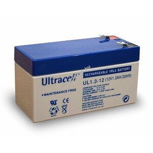 Ultracell ólom akku 12V 1,3Ah UL1.3-12 csatlakozó: F1