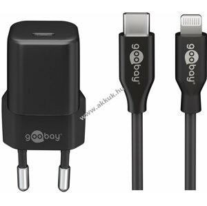 Lightning - USB-C Power Delivery töltőkészlet, 20W, fekete