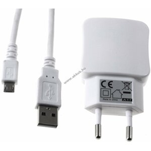 Multi usb töltő adapter 2db USB 2,1A + 2.0 High-Speed Micro USB-Kábel fehér