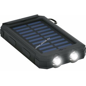 Helyettesítő Quazar Solar Cell napelemes powerbank (fekete) 8000mAh/8Ah + LED-es lámpa