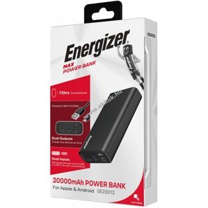 Energizer MAX Powerbank 20000 mAh, 10.5W, fekete