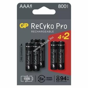 GP ReCyko Pro Ni-MH akku HR03 (AAA) 800mAh 4+2db