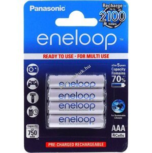 Panasonic eneloop Ready-to-Use AAA Micro akku, újratölthető elem 800mAh NiMH 4db/csom.