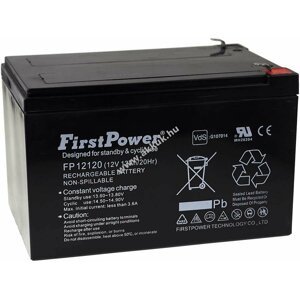 FirstPower ólom zselés akku vészvilágítás, riasztórendszer 12V 12Ah VdS