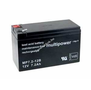 Multipower ólom akku MP7,2-12B VDS-minősítéssel  helyettesíti Panasonic típus LC-R127R2PG1 12V 7,2Ah