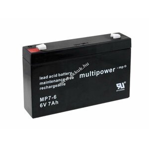 Powery ólom akku (multipower) MP7-6 helyettesíti Panasonic LC-R067R2P 6V 7Ah