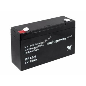 Powery ólom akku (multipower) MP12-6 helyettesíti Panasonic LC-R0612P 6V 12Ah
