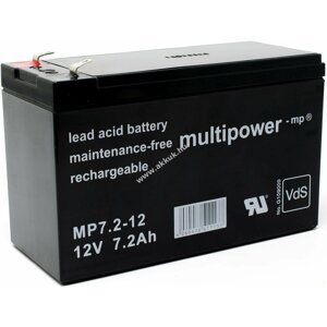Powery ólom akku (multipower) MP7,2-12 VDS min. helyettesíti Panasonic LC-R127R2PG 12V 7,2Ah F1