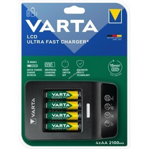 Varta Ultra Fast 15 perces akku gyorstöltő + 4db AA ceruza akku 2100mAh - Kiárusítás!