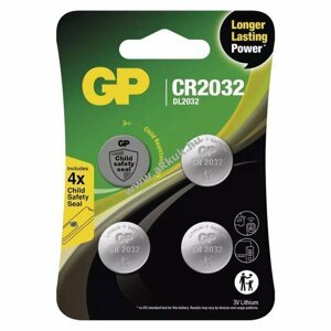GP Lítium gombelem CR2032 4db/csomag