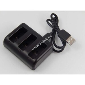 USB-s akkutöltő 3 rekeszes Gopro AHDBT-501