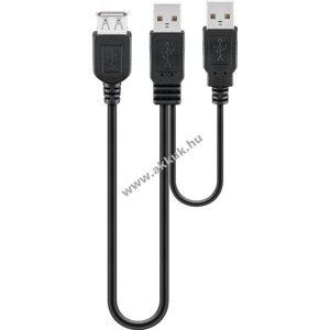 USB 2.0 Hi-Speed Dual Power hosszabbító kábel 2db A csatlakozó > A csatlakozó