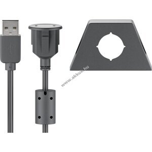 USB 2.0 hosszabbítókábel rögzítő konzollal, fekete színben