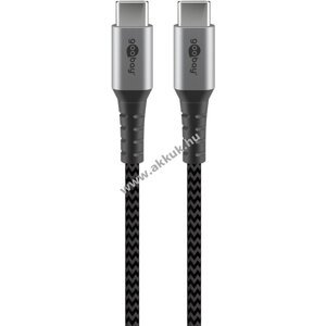 Goobay USB-C - USB-C kábel, szövetborítás, 1m, szürke 60W