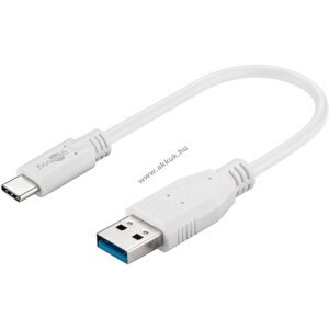 USB-C - USB A 3.0 kábel, fehér, 20cm