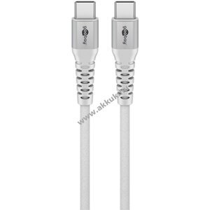 USB-C kábel, szövetborítás, 50cm, 60W, fehér