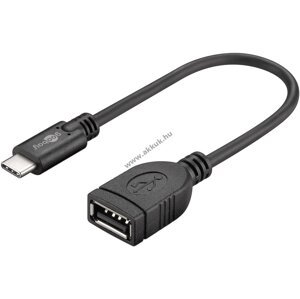 USB-C - USB-A átalakító kábel, fekete, 20cm