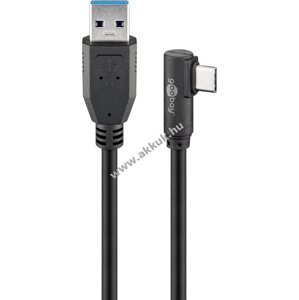 USB-C - USB A 3.0 kábel 90°-ban hajlított fejjel, 0.5m - A készlet erejéig!