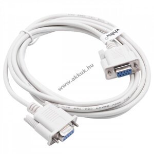 Null modem RS232 kábel DB9 aljzatból DB9 aljzatba, FTA, szürke, 2.50m