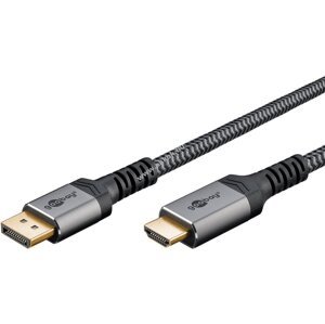DisplayPort - HDMI kábel 1m szövetborításos, szürke