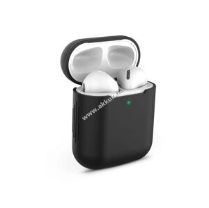 Szilikon védőtok Apple AirPods fülhallgatóhoz - fekete
