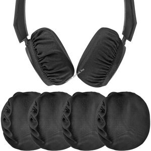 2 pár rugalmas szövetből készült fejhallgató fülvédő fekete, átmérő 4-8 cm
