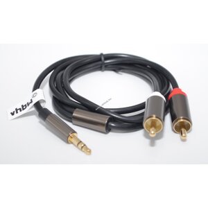Sztereó AUX kábel 2x RCA -> 3.5mm jack adapter, fekete