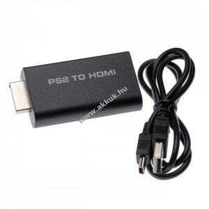 Playstation 2 HDMI átalakító 3,5 mm-es audiocsatlakozóval + USB kábel, fekete