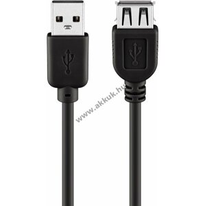 USB 2.0 hosszabító kábel, fekete, 30cm