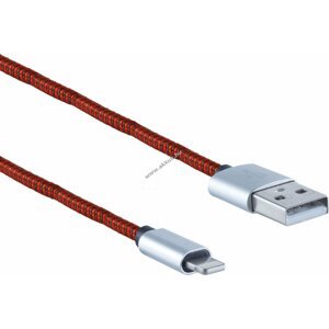 ShiverPeaks Apple Lightning kábel USB-A szövetborítás, 2m, Piros - A készlet erejéig!