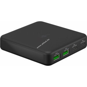 Hálózati 4 portos asztali gyorstöltő 2db USB-A és 2db USB-C (65 W) fekete