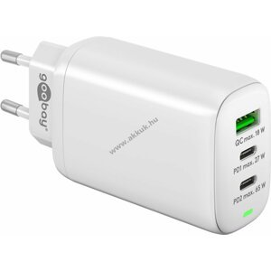 USB-C Power Delivery 3 portos gyorstöltő (65 W), fehér