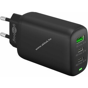 USB-C Power Delivery 3 portos gyorstöltő (65 W), fekete