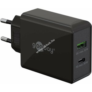 Hálózati gyorstöltő USB-C PD (Power Delivery) 30W, fekete