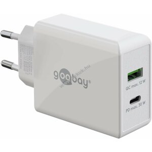 Hálózati gyorstöltő USB-C PD (Power Delivery) 30W, fehér