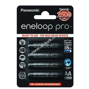 Panasonic eneloop Pro AA ceruza akku BK-3HCCE/4BE 2500mAh 4db/csom. + tároló doboz