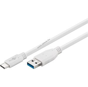 USB-A 3.0 kábel > USB-C kábel, 15W, fehér, 50cm