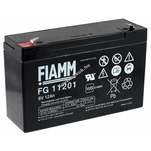 Ólom akku 6V 12Ah (FIAMM) típus FG11201 VDS-minősítéssel (csatlakozó: F1)