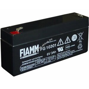 Ólom akku 6V 3Ah (FIAMM) típus FG10301 VDS-minősítéssel (csatlakozó: F1)
