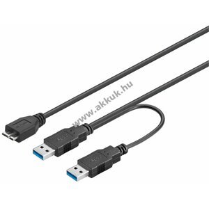 Goobay USB kábel 3.0 dual -  A -> (micro USB) B csatl. + A -> A csatl. - 30cm