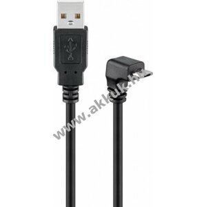 USB 2.0 - Micro USB kábel 90°-ban hajlított véggel 1.8m fekete