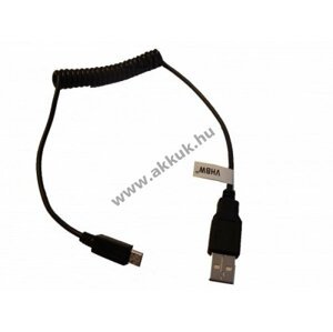 VHBW micro USB spirálkábel 30cm-1m fekete