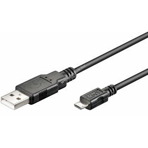 Goobay USB adat- és töltőkábel 2.0 micro USB csatlakozóval 30cm fekete (dupla árnyékolású)