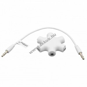 Audio splitter / jack fej, fülhallgató, hangjel elosztó 5 portos adapter (3,5mm) fehér